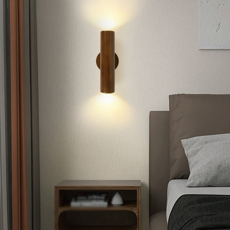 Contemporary Wood Wall Light Cylinder Lighting for Living Room