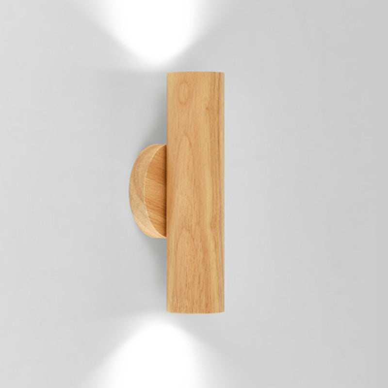 Contemporary Wood Wall Light Cylinder Lighting for Living Room