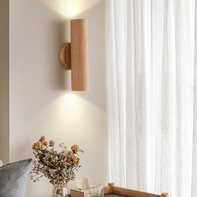 Contemporary Wood Wall Light Cylinder Lighting for Living Room