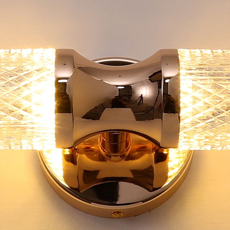Black / Gold 1 - Light Wall Light Solid Brass and Acrylic Cylinder Wall Fixture