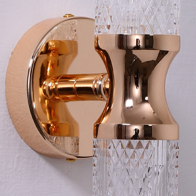 Black / Gold 1 - Light Wall Light Solid Brass and Acrylic Cylinder Wall Fixture