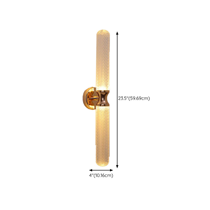Black / Gold 1 - Light Wall Light Solid Brass and Acrylic Cylinder Wall Fixture