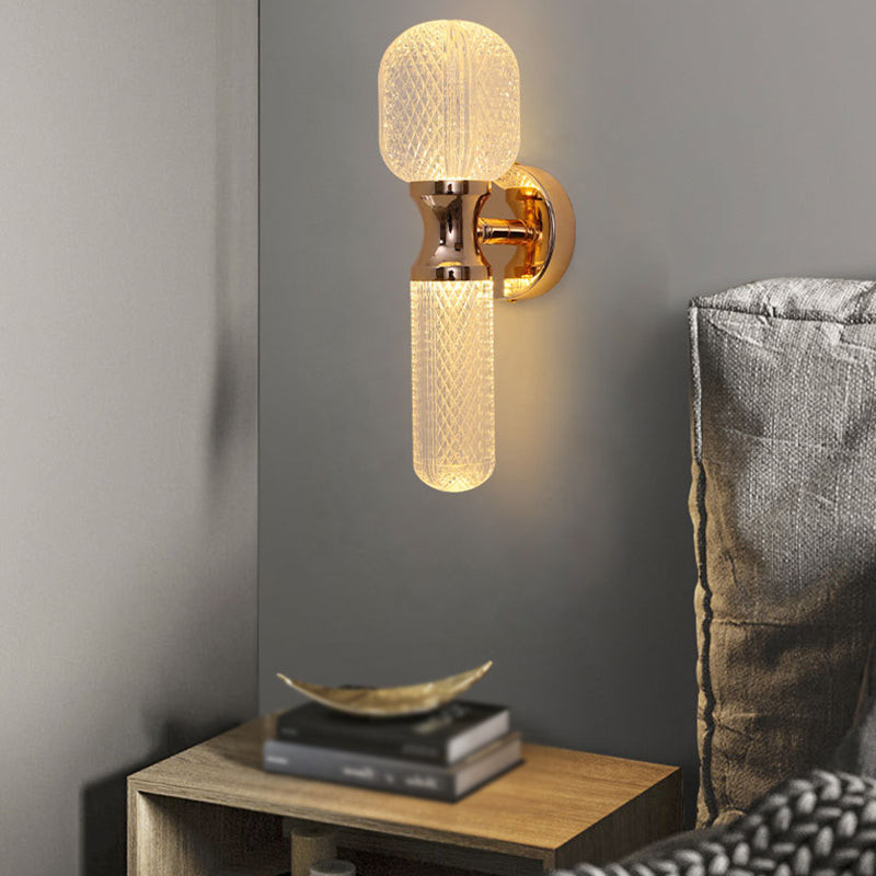 Post Modern 2 - Light Torch Wall Light Metal and Acrylic Wall Light in Gold and Clear