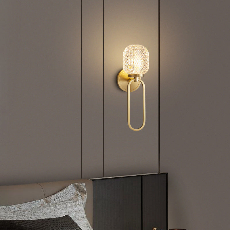 Brass and Crystal 1 - Light Wall Armed Sconce Globe Shade Wall Light in Gold