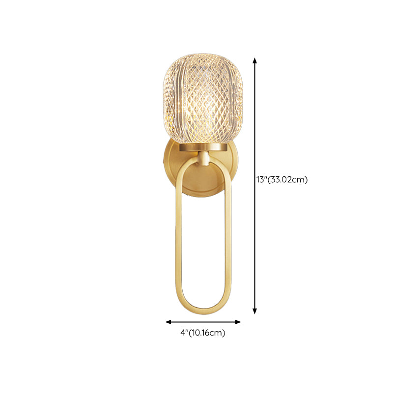 Brass and Crystal 1 - Light Wall Armed Sconce Globe Shade Wall Light in Gold