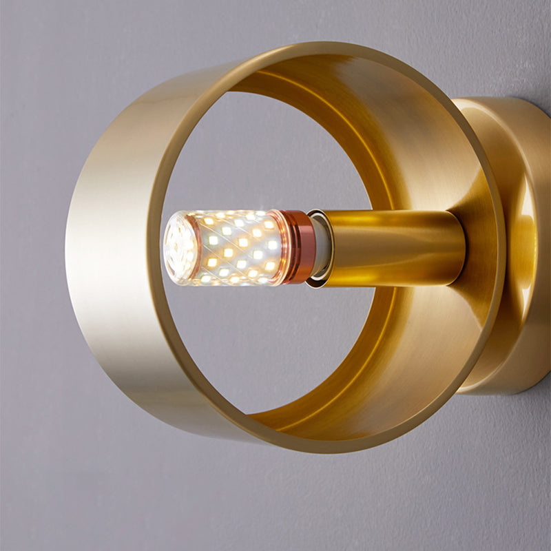 Solid Brass Drum 1 - Light Wall Sconce in Black / Gold Finish Wall Mounted Fixture