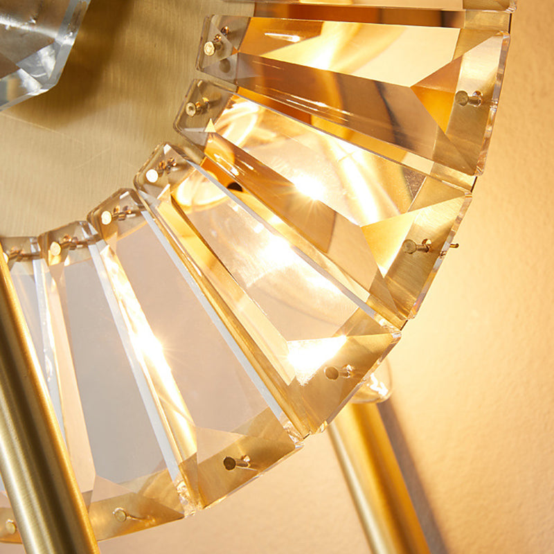 2 / 3 - Light Wall Light Solid Brass and Crystal Post Modern Wall Sconce
