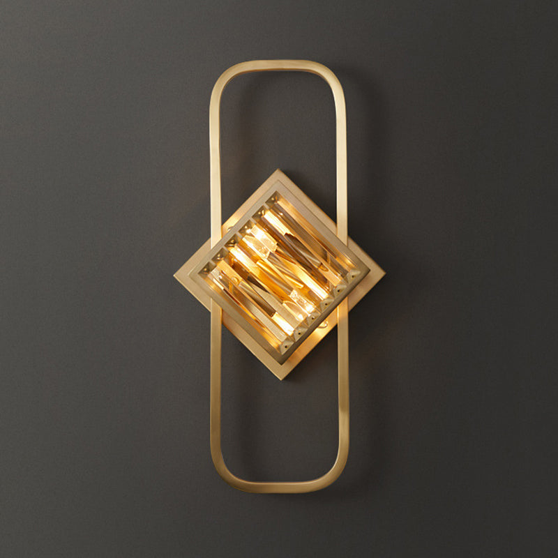 2 / 3 - Light Wall Light Solid Brass and Crystal Post Modern Wall Sconce