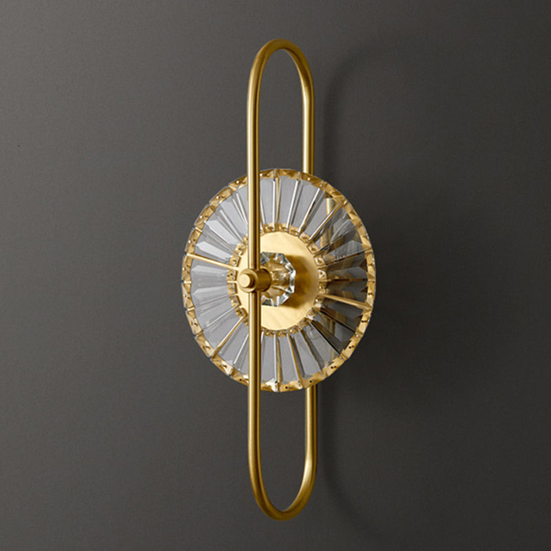 2 / 3 - Light Wall Light Solid Brass and Crystal Post Modern Wall Sconce