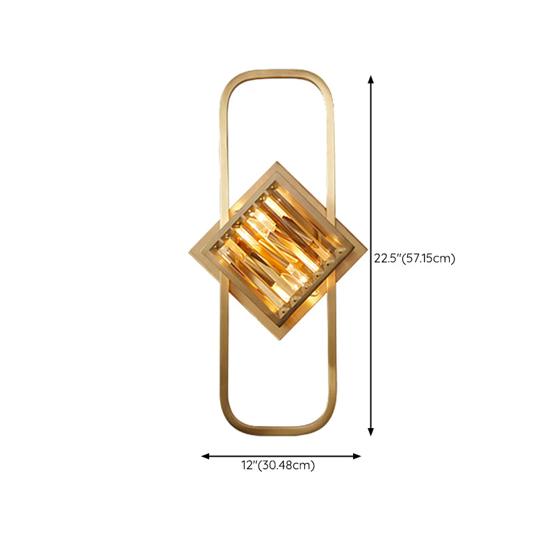 2 / 3 - Light Wall Light Solid Brass and Crystal Post Modern Wall Sconce