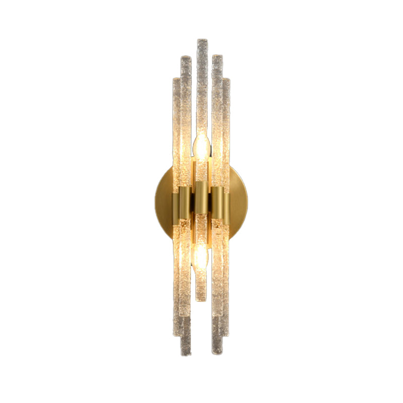 Modern 2 - Light Wall Mounted Sconce Brass and Glass Wall Light in Gold and Clear