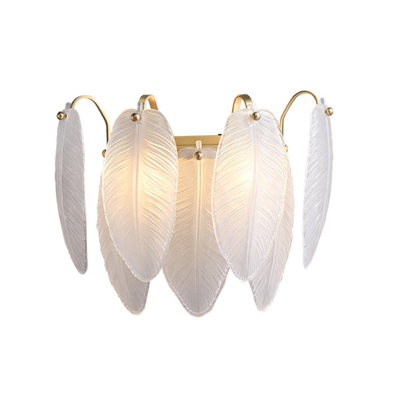 Solid Brass and Glass 2 - Light Wall Sconce in Gold Finish Modern Wall Light