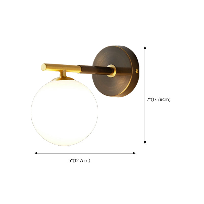 Modern Style Wall Light Ball Shade in Gold Sconces for Bedroom