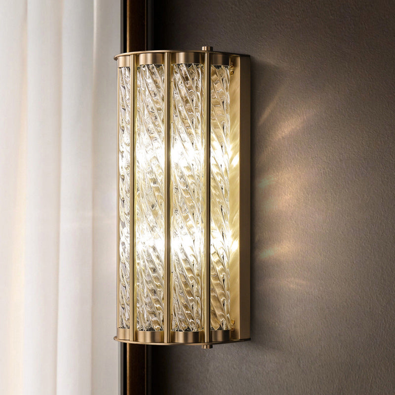 2 - Light Solid Brass Wall Mount Clear Glass Shade Contemporary Wall Light
