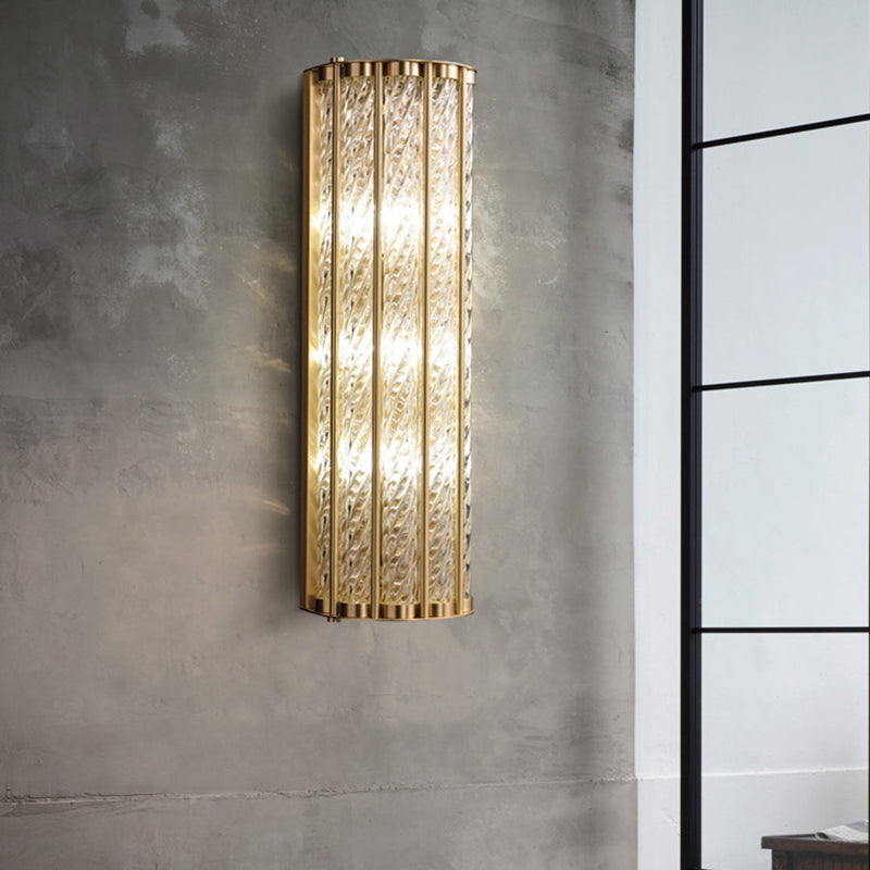 2 - Light Solid Brass Wall Mount Clear Glass Shade Contemporary Wall Light