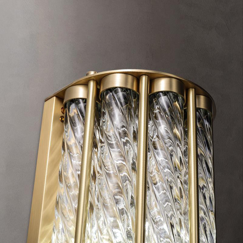 2 - Light Solid Brass Wall Mount Clear Glass Shade Contemporary Wall Light