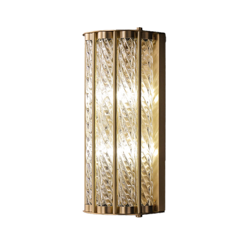 2 - Light Solid Brass Wall Mount Clear Glass Shade Contemporary Wall Light