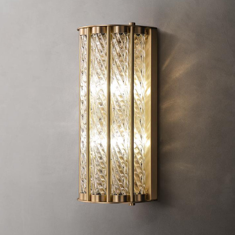 2 - Light Solid Brass Wall Mount Clear Glass Shade Contemporary Wall Light