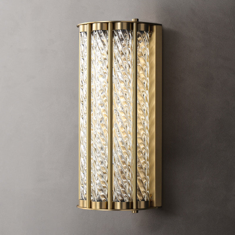 2 - Light Solid Brass Wall Mount Clear Glass Shade Contemporary Wall Light