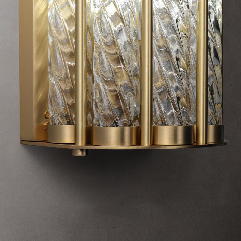 2 - Light Solid Brass Wall Mount Clear Glass Shade Contemporary Wall Light