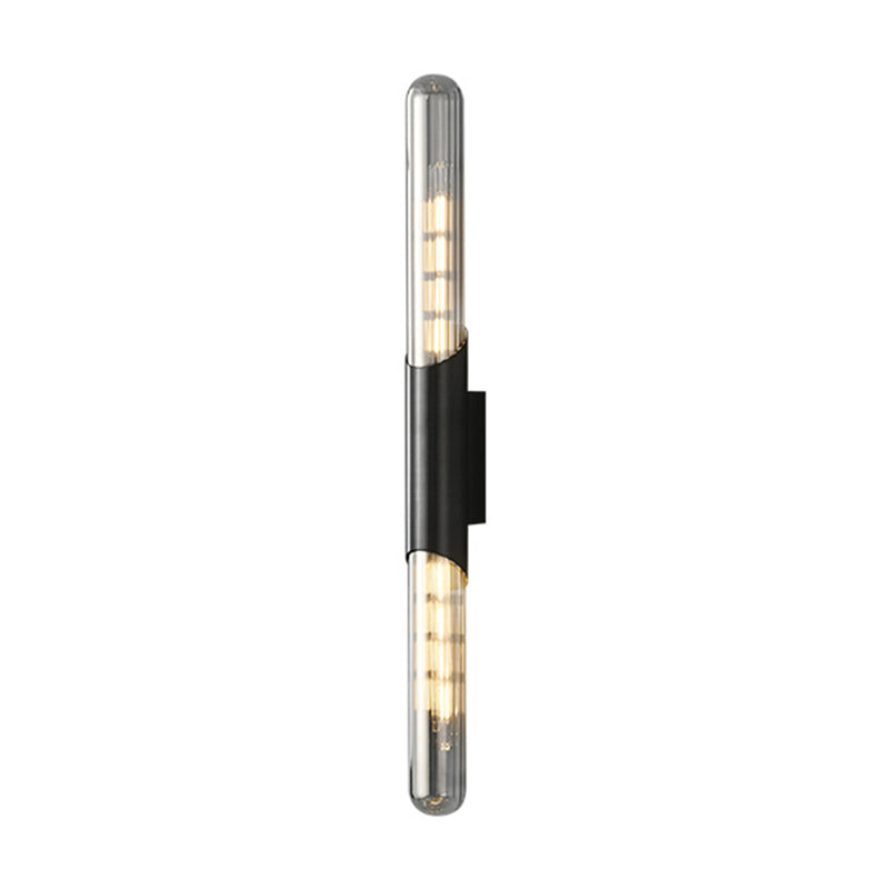 Solid Brass Wall Mounted Sconce in Black / Gold Finish Glass Tube Shade Wall Light