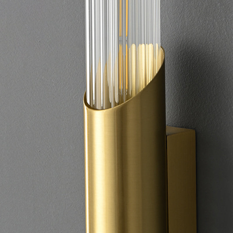 Solid Brass Wall Mounted Sconce in Black / Gold Finish Glass Tube Shade Wall Light