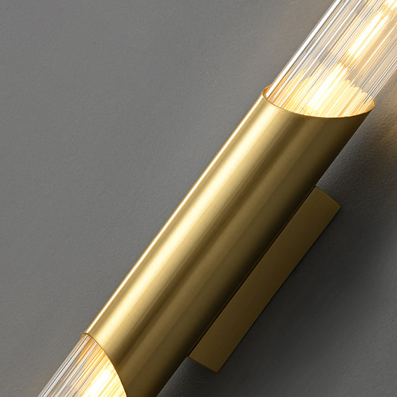 Solid Brass Wall Mounted Sconce in Black / Gold Finish Glass Tube Shade Wall Light
