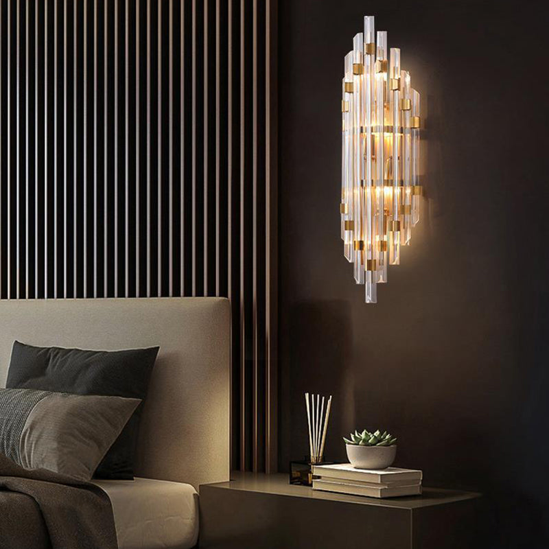 Clear Crystal 2 - Light Wall Sconce in Gold Metal Post Modern Wall Light