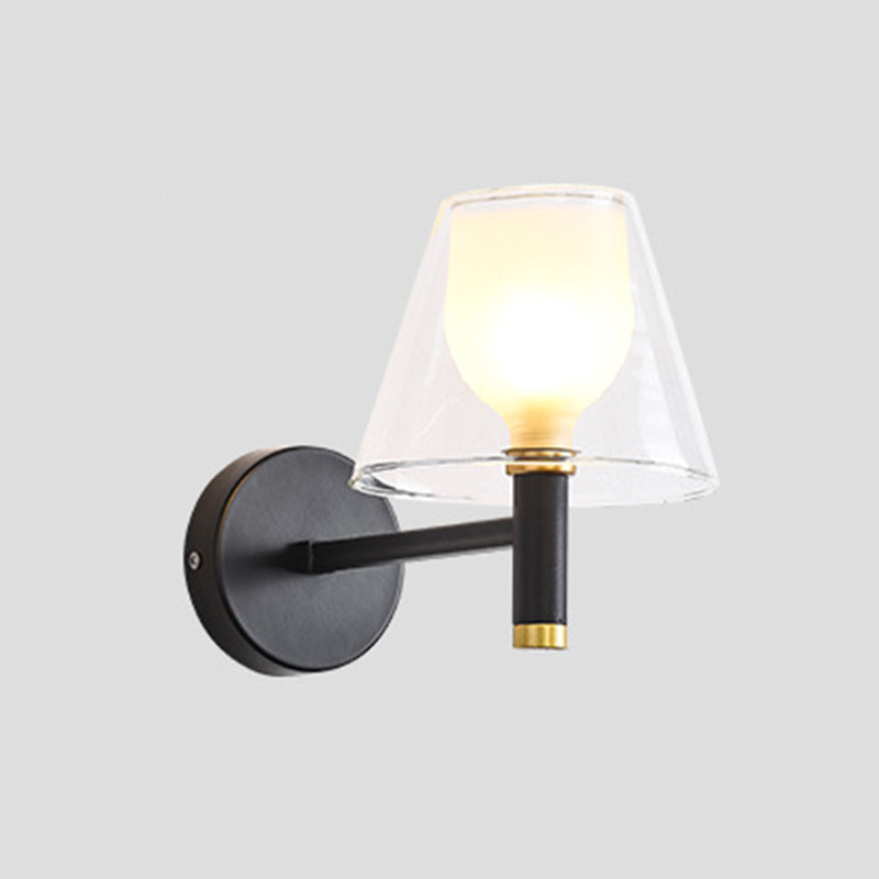 Glass Geometric Wall Light Modern 1-Light Wall Lights in Black