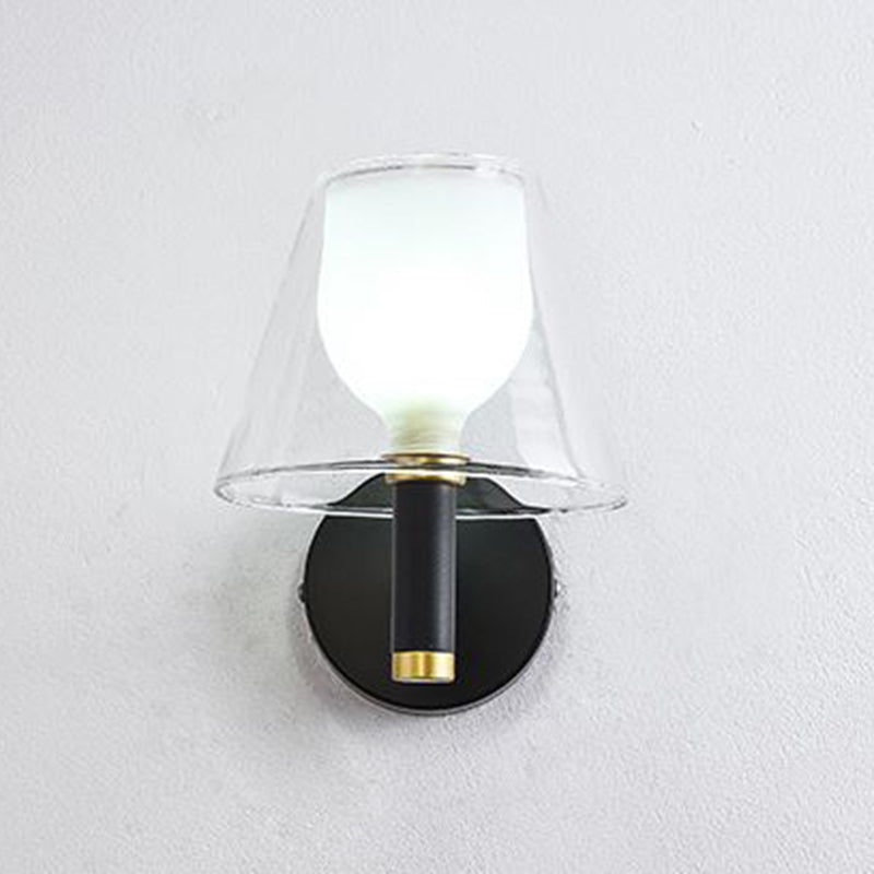 Glass Geometric Wall Light Modern 1-Light Wall Lights in Black
