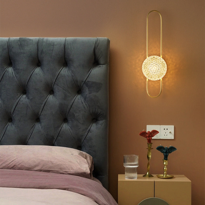 Globe Crystal Shade Wall Light 1 - Light Solid Brass Wall Sconce in Gold and Clear