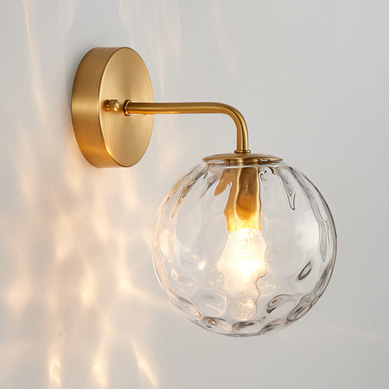 Glass Globe Sconce Light Modern 1-Light Sconce Light Fixture in Gold