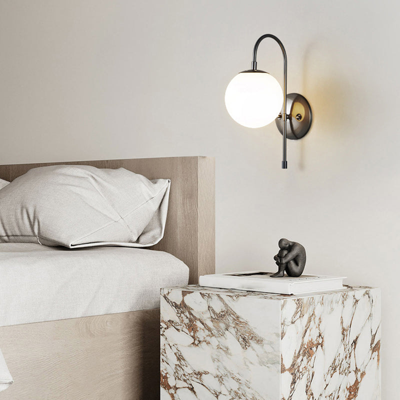 Glass Globe Wall Light Modern 1-Light Wall Lights for Bedroom
