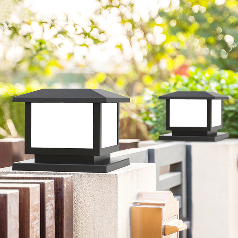 Solar Energy Outdoor Light Modern Waterproof Pillar Lamp with Acrylic Shade for Garden