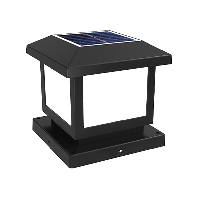 Solar Energy Outdoor Light Modern Waterproof Pillar Lamp with Acrylic Shade for Garden