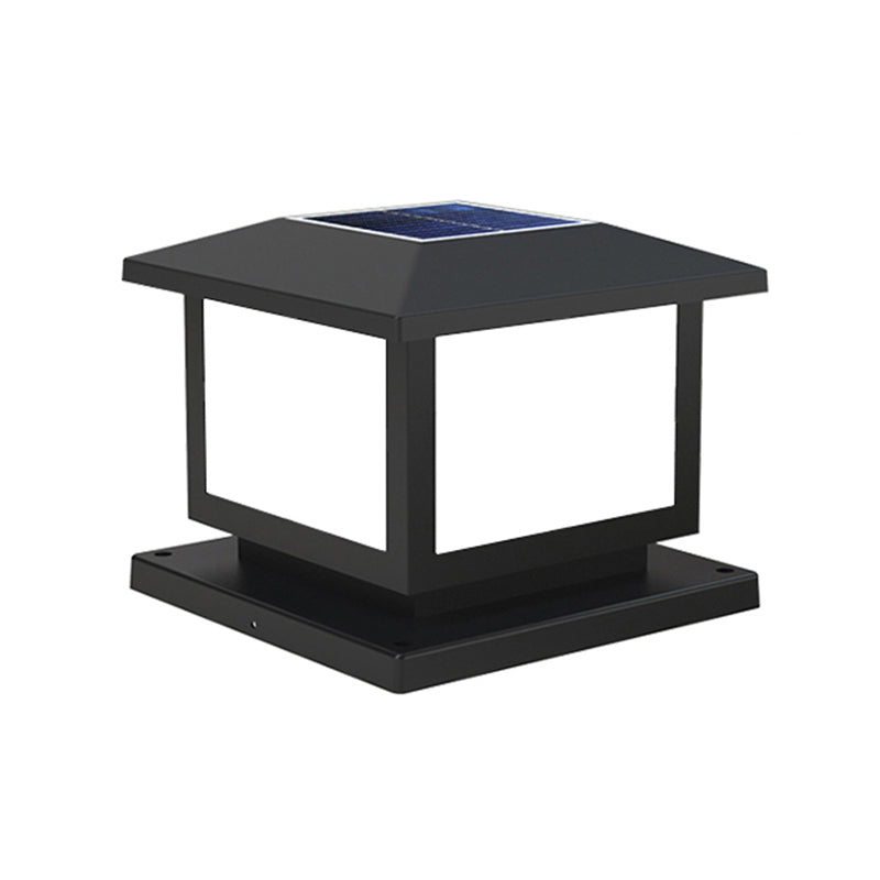 Solar Energy Outdoor Light Modern Waterproof Pillar Lamp with Acrylic Shade for Garden