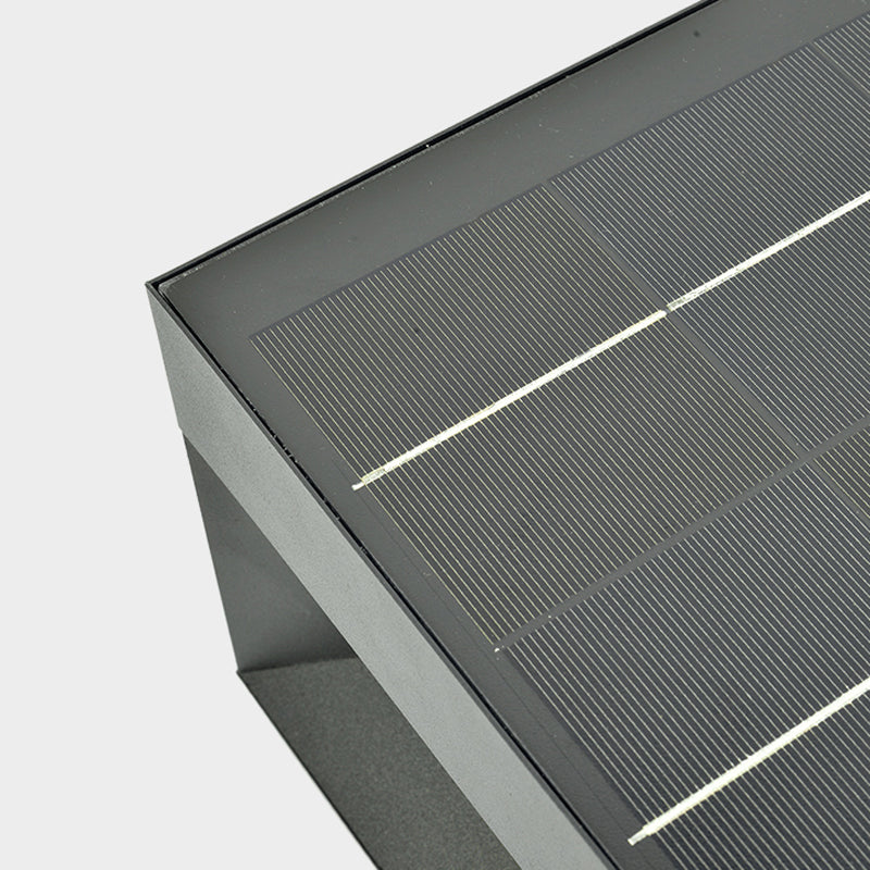 Modern Solar Energy Pillar Lamp Square Black Outdoor Light for Garden
