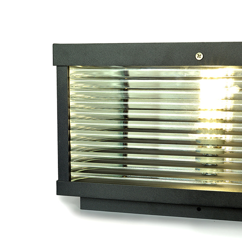 Modern Solar Energy Pillar Lamp Black Square Outdoor Light for Garden