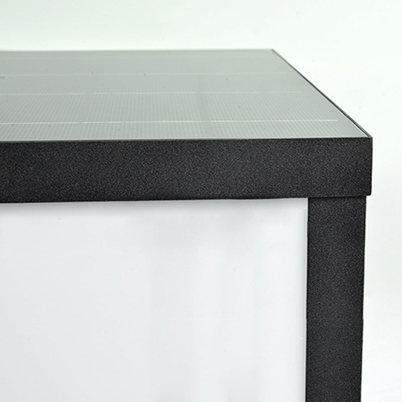Modern Solar Energy Pillar Lamp Black Square Outdoor Light for Garden