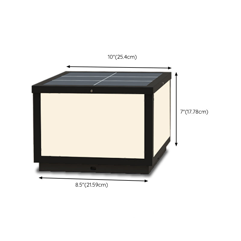 Modern Solar Energy Pillar Lamp Black Square Outdoor Light for Garden
