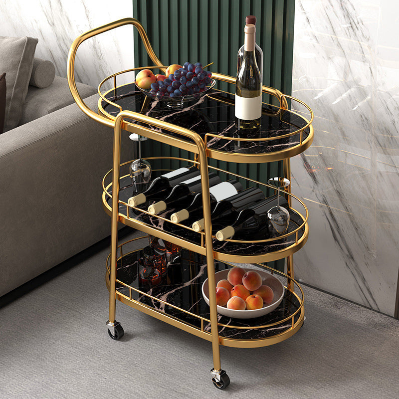 24.41"W Rolling Contemporary Prep Table Metal Prep Table with Towel Rack