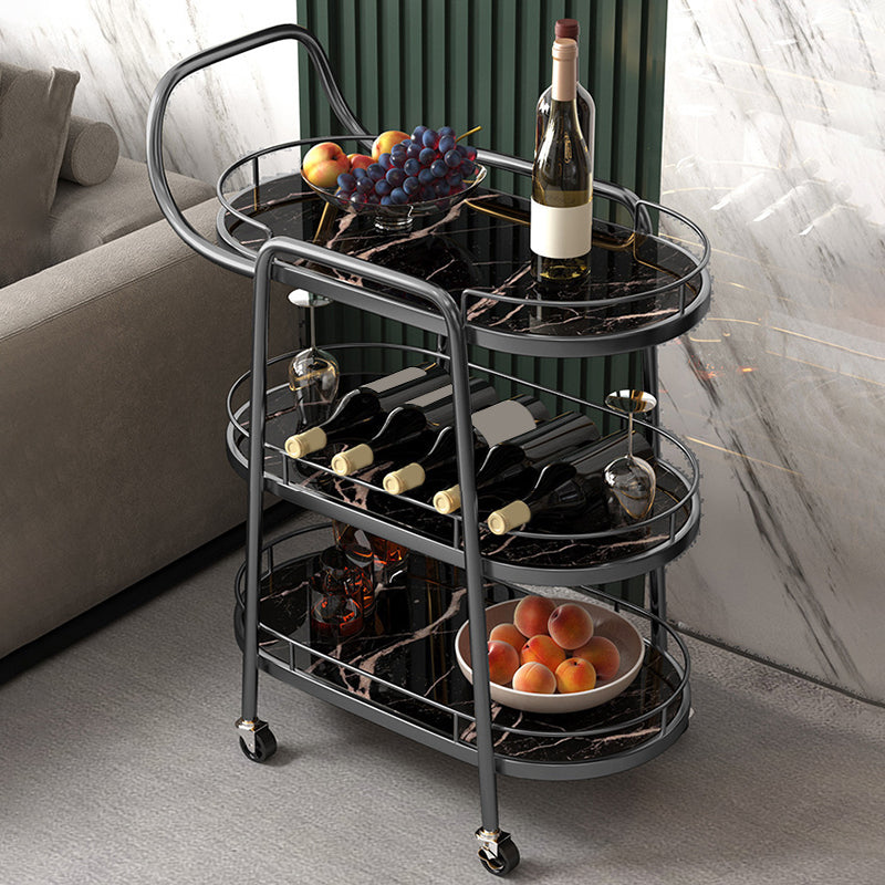 24.41"W Rolling Contemporary Prep Table Metal Prep Table with Towel Rack