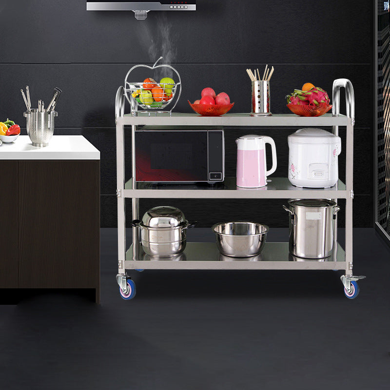 Modern Style Metal Prep Table Rectangular Rolling Prep Table for Dining Room
