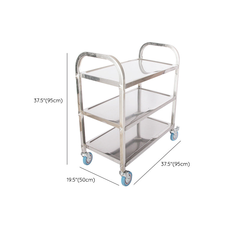 Modern Style Metal Prep Table Rectangular Rolling Prep Table for Dining Room