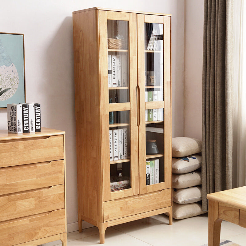 Glass Door Accent Cabinet 76.77" Tall Wood Cabinet with Drawers