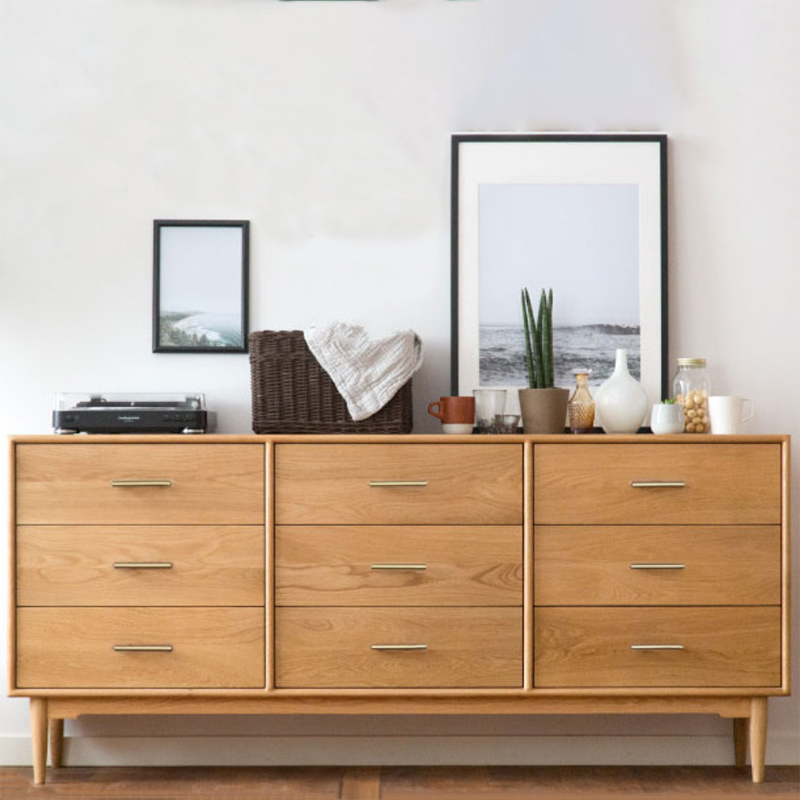 Contemporary Chest Pine 9 - Drawer Bar Pulls Straight Legs Accent Chest