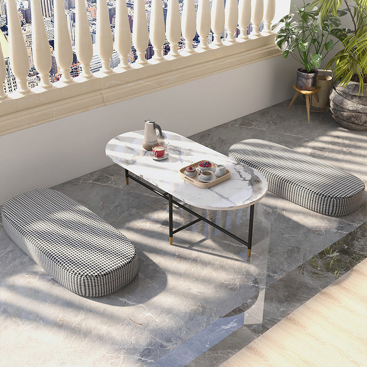 Round Marble Top Coffee Table Glam 4 Legs Coffee Cocktail Table