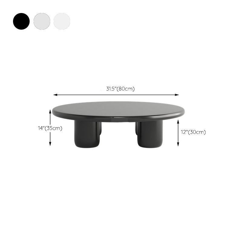 Round Wood Simple Coffee Table Nordic 4 Legs Cocktail Table - 13.8" H