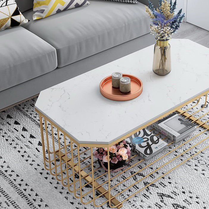Glass/Marble Top Coffee Table Glam Frame Coffee Cocktail Table