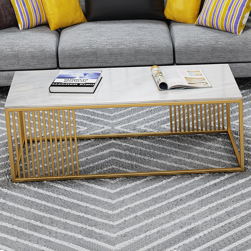 White Marble Top Coffee Table Metal Frame Coffee Cocktail Table